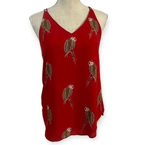 LOFT Halter Tank Top Parrot Bird Print Lined